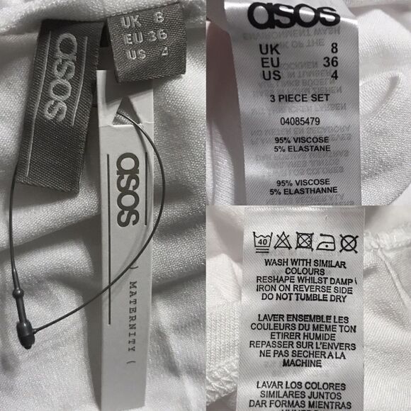ASOS Maternity White V-neck Short Sleeve T-Shirt 4 NWT - Picture 6 of 6